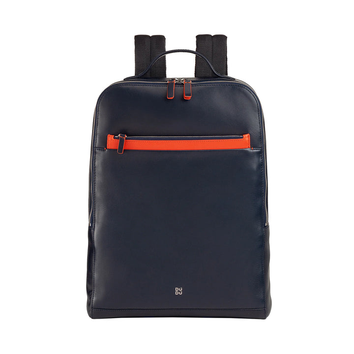 DUDU Zaino Uomo Porta PC Portatile e Tablet in Pelle, Zaino Antifurto con Doppia Zip, Zaino da Lavoro da Viaggio con Attacco per Trolley