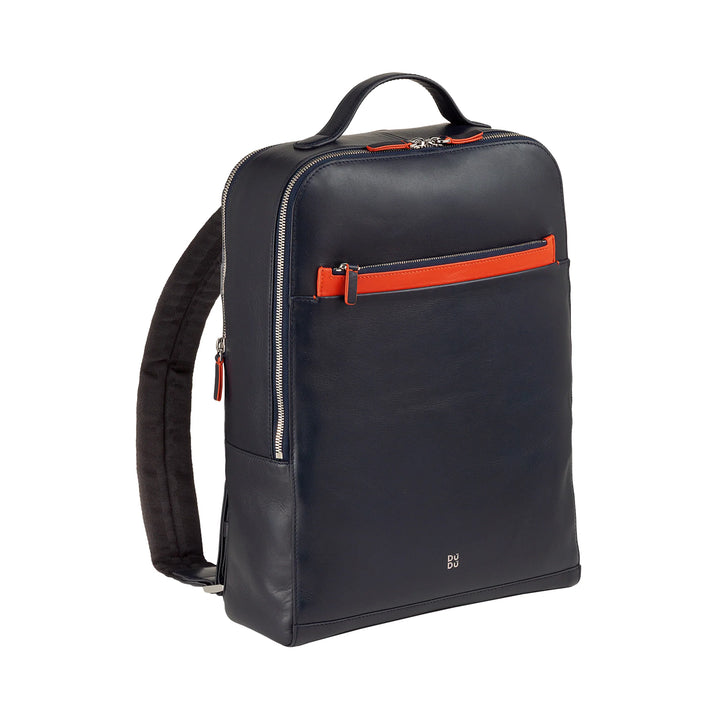DUDU Zaino Uomo Porta PC Portatile e Tablet in Pelle, Zaino Antifurto con Doppia Zip, Zaino da Lavoro da Viaggio con Attacco per Trolley