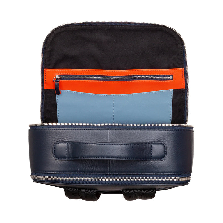 DUDU Zaino Uomo Porta PC Portatile e Tablet in Pelle, Zaino Antifurto con Doppia Zip, Zaino da Lavoro da Viaggio con Attacco per Trolley
