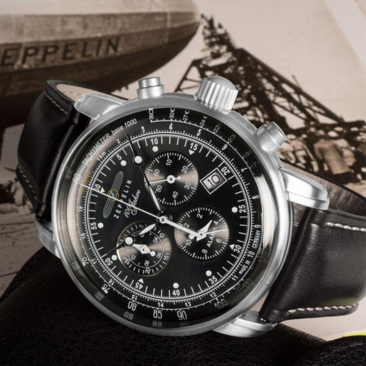 Zeppelin 100 Years Zeppelin Cronografo 42mm nero quarzo acciaio 7680-2 - Capodagli 1937
