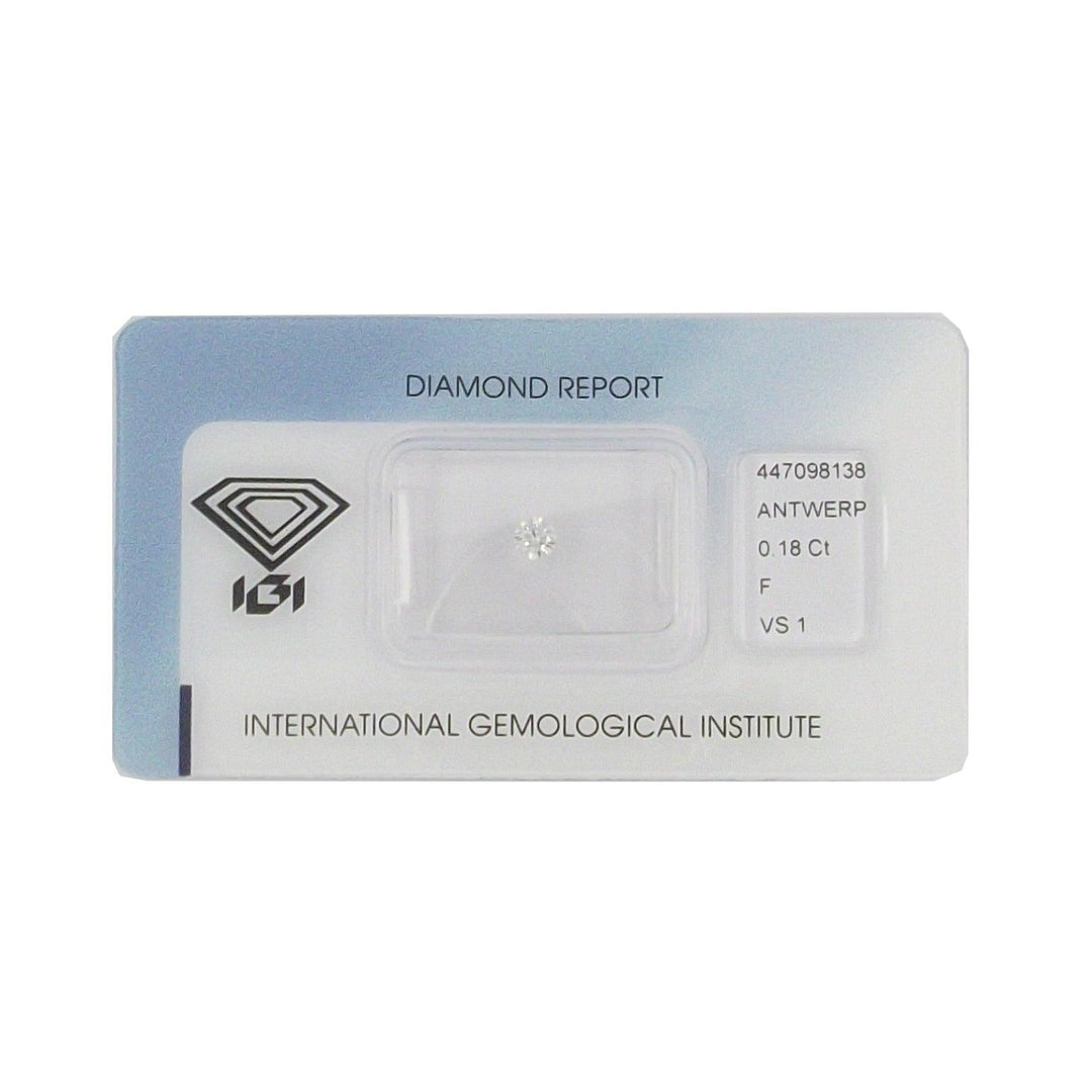 IGI diamante in blister certificato taglio brillante 0,18ct colore F purezza VS 1 - Capodagli 1937