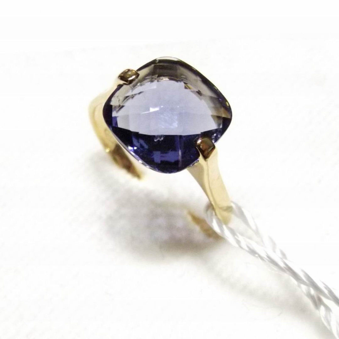 Anello tipo nudo oro 9kt quarzo idrotermale color Iolite 01 - Gioielleria Capodagli