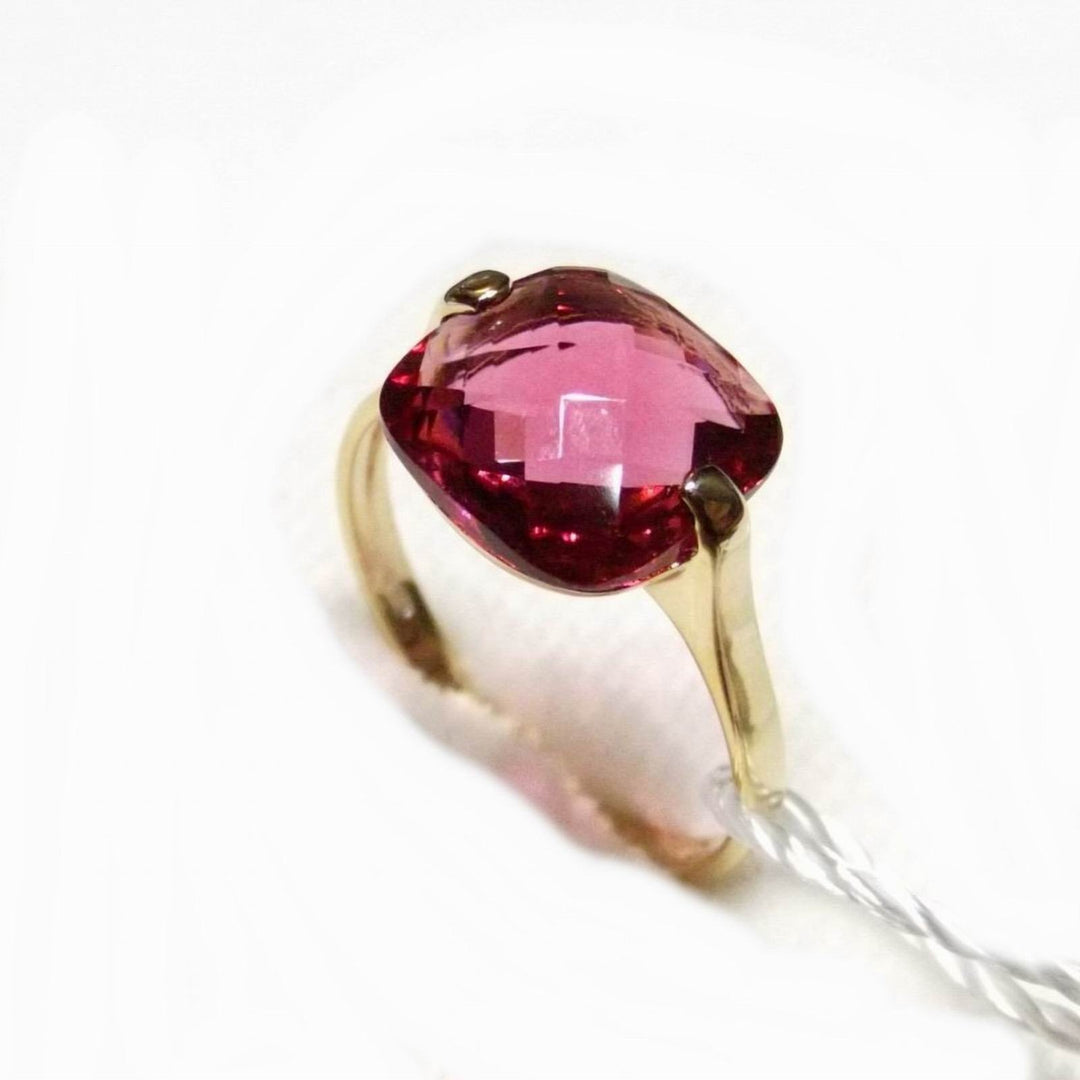Anello tipo nudo oro 9kt quarzo idrotermale color Rodolite 05 - Gioielleria Capodagli