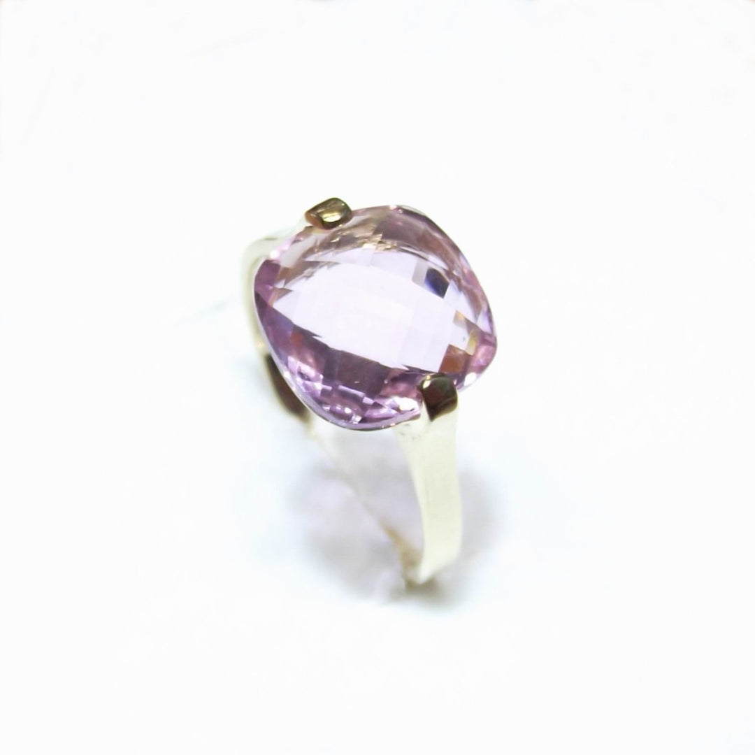Anello tipo nudo oro 9kt quarzo idrotermale color Rosa 13 - Gioielleria Capodagli