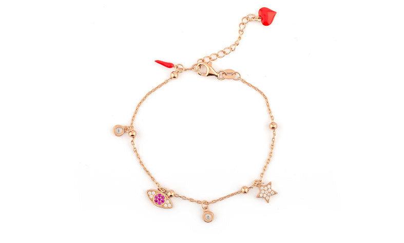 Cuori Milano bracciale charms Rose Rosso Rubino Navigli Collection argento 925 finitura PVD oro rosa 24849813 - Capodagli 1937
