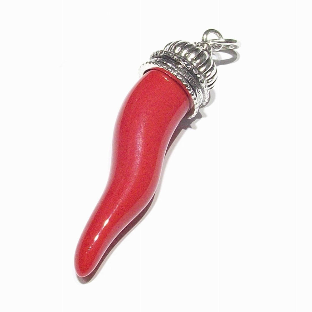 Giovanni Raspini ciondolo argento charm corno rosso medio cupola 8764 - Gioielleria Capodagli