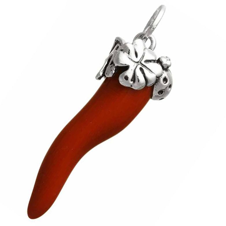 Giovanni Raspini ciondolo Corno rosso Quadrifoglio grande argento 925 10986 - Capodagli 1937