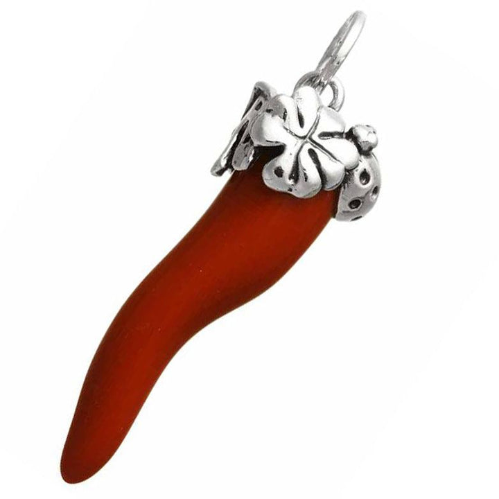 Giovanni Raspini ciondolo Corno rosso Quadrifoglio grande argento 925 10986 - Capodagli 1937