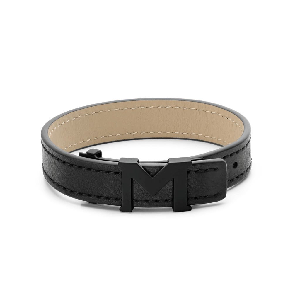Montblanc bracciale uomo in pelle Montblanc M logo nero 129503 - Capodagli 1937