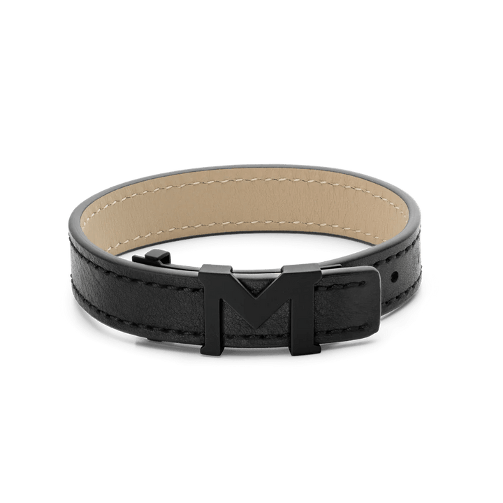 Montblanc bracciale uomo in pelle Montblanc M logo nero 129503 - Capodagli 1937