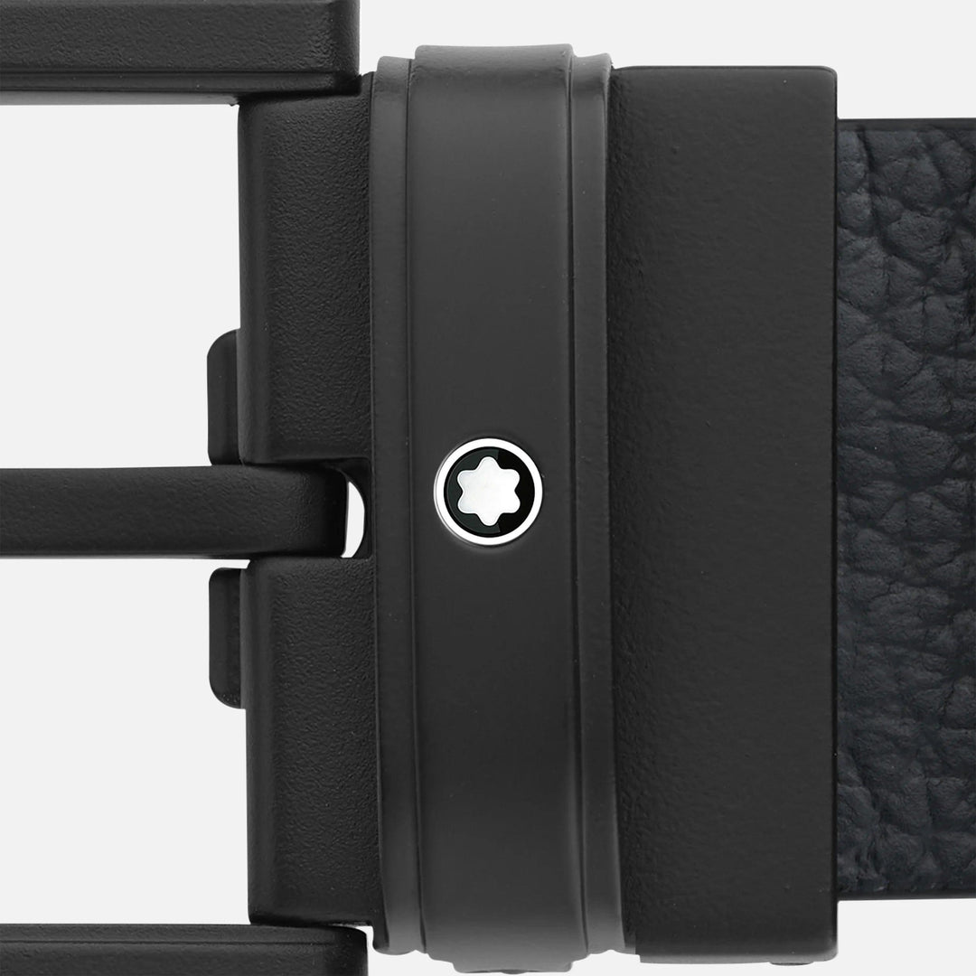 Montblanc cintura 35mm fibbia PVD nero pelle reversibile nero/blu 131188 - Capodagli 1937