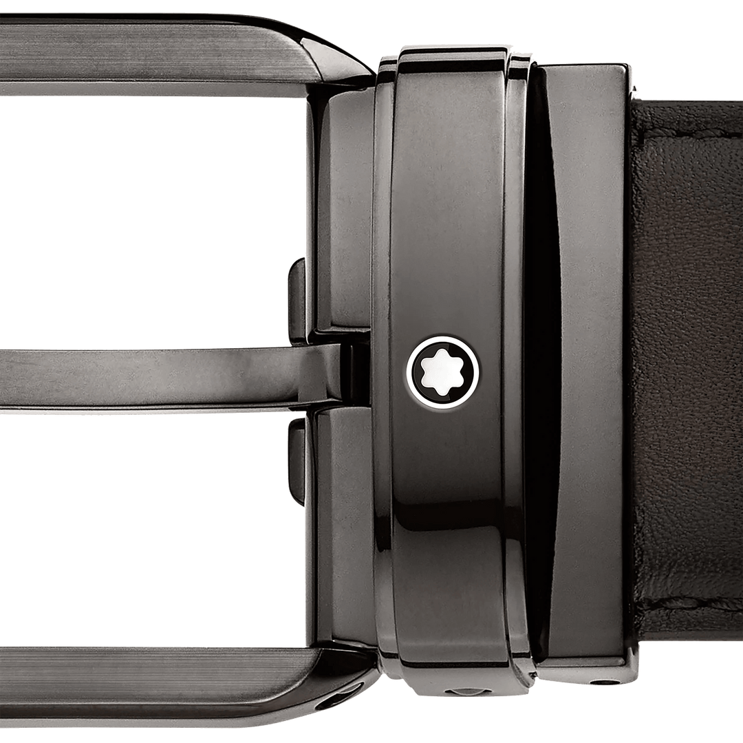 Montblanc cintura 35mm fibbia rettangolare pelle marrone sfumata 129456 - Capodagli 1937