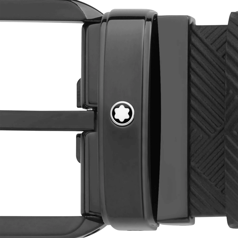 Montblanc cintura 35mm fibbia rettangolare PVD nero reversibile in pelle Extreme 3.0 nero 130587 - Capodagli 1937