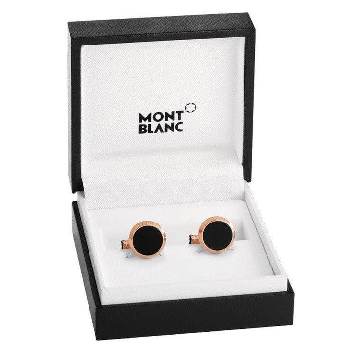 Montblanc gemelli Meisterstück acciaio finitura oro rosa 116663 - Gioielleria Capodagli
