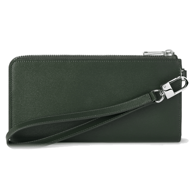 Montblanc portafoglio lungo 12 scomparti Meisterstück 4810 Deep Forest verde con cerniera e cinturino da polso amovibile 129249 - Capodagli 1937