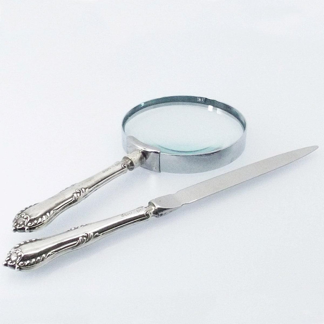 Sheffield set scrivania lente tagliacarte antico A-0672 - Gioielleria Capodagli