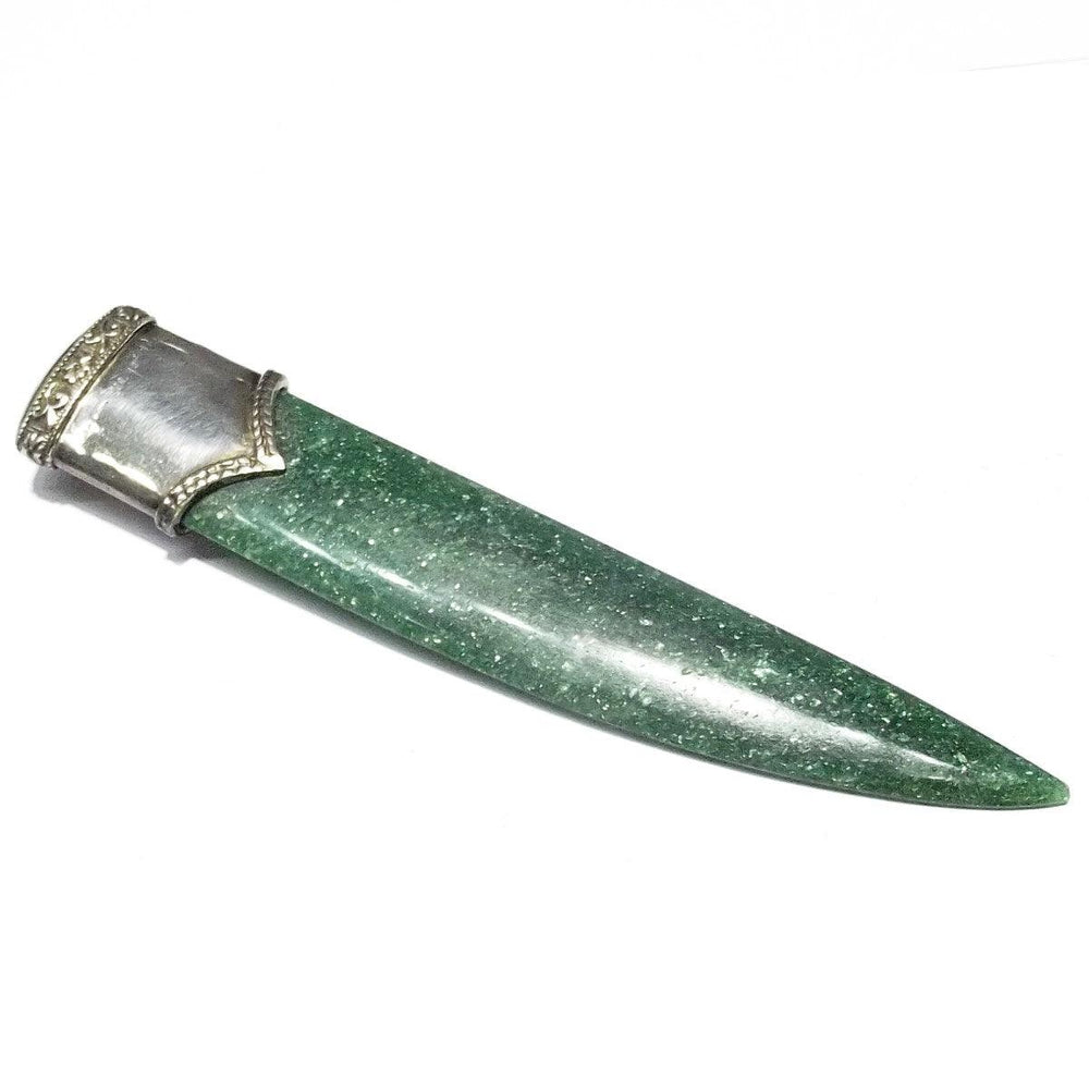 Tagliacarte in Avventurina cappuccio argento 925 anticato  A-0217-A - Gioielleria Capodagli