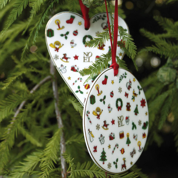 Taitù decorazione cerchio Merry Christmas 10cm porcellana Fine Bone China 12-6-26-G - Gioielleria Capodagli