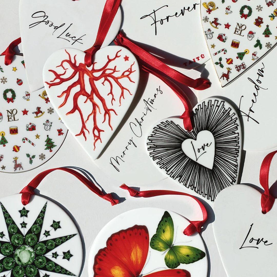 Taitù decorazione cerchio Merry Christmas 10cm porcellana Fine Bone China 12-6-26-G - Gioielleria Capodagli