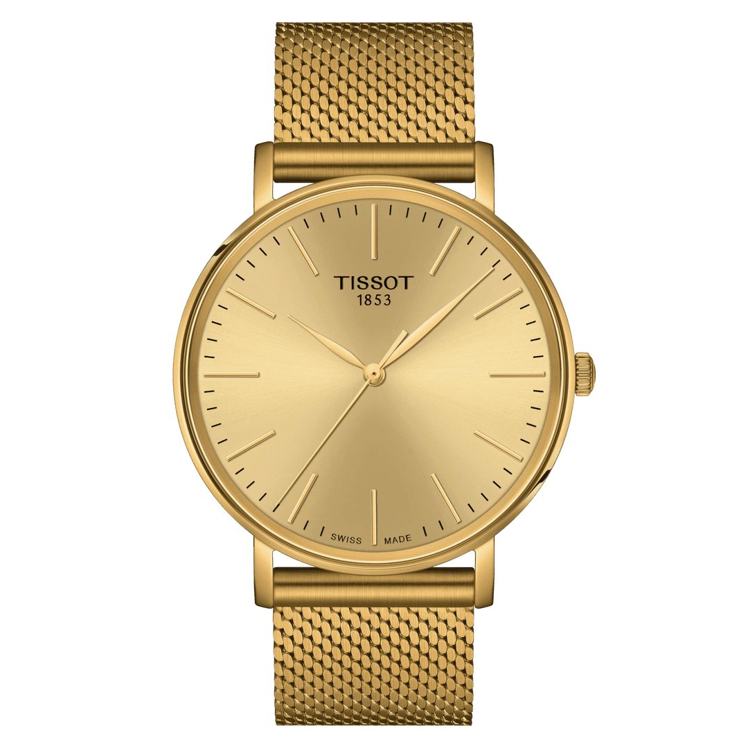 Tissot orologio Everytime Gent 40mm champagne quarzo acciaio finitura PVD oro giallo T143.410.33.021.00 - Capodagli 1937