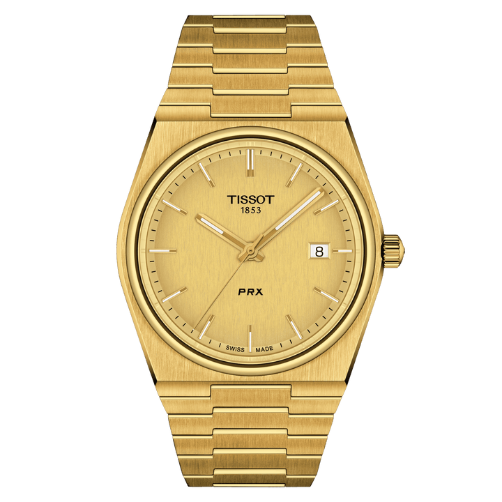 Tissot orologio PRX 39,5mm champagne quarzo acciaio finitura PVD oro giallo T137.410.33.021.00 - Capodagli 1937