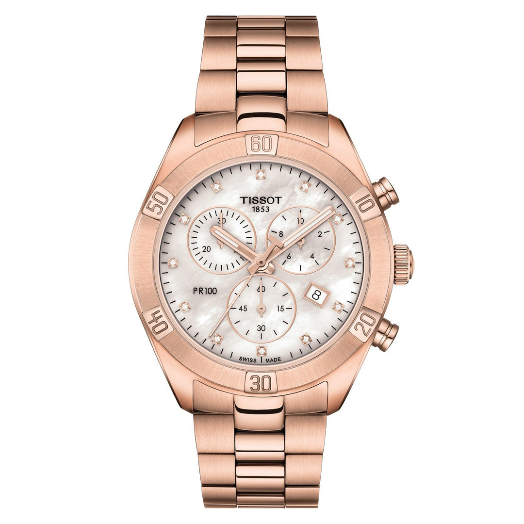 Tissot orologio uomo PR 100 Sport Chic Chronograph 38mm acciaio pvd oro rosa quarzo T101.917.33.116.00 - Gioielleria Capodagli