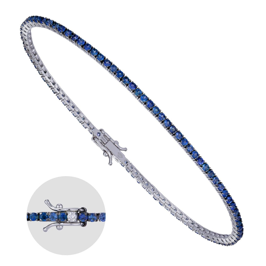 World Diamond Group bracciale tennis oro bianco 18kt 6,10gr diamante 0,02ct colore G purezza VS zaffiri 2,32ct BTF001ZB - Gioielleria Capodagli
